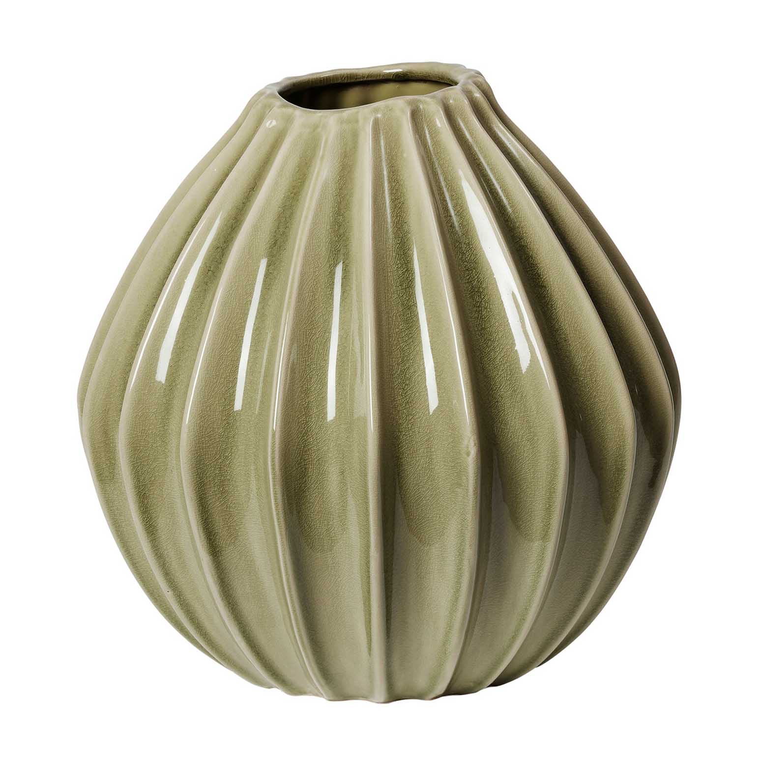 Broste Vase Wide Large - Glossy Dry Sage